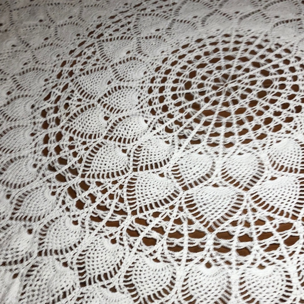 Crocheted table cloth hand crafted